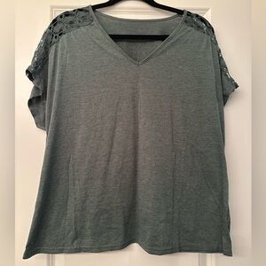 5/$20 V-Neck Tee with Lace Sleeves